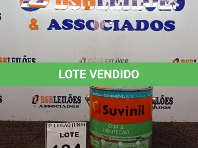 LOTE 184 - 01 TINTA ESMALTE PARA MADEIRA E METAL COR BRILHANTE AMARELO OURO MARCA SUVINIL COM 3,6L. (NO ESTADO) ATENÇÃO! FAZER A VISITAÇÃO ANTES DE ARREMATAR, NÃO SABEMOS SE FUNCIONA, LEILÃO NÃO TEM GARANTIA E NEM DEVOLUÇÃO, SUJEITO A POSSÍVEIS AVARIAS VISÍVEIS/OCULTAS E/OU AUSÊNCIA DE COMPONENTES.