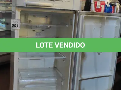 LOTE 001 - 01 GELADEIRA ELECTROLUX FROST FREE DF 46. (NO ESTADO) ATENÇÃO! FAZER A VISITAÇÃO ANTES DE ARREMATAR, NÃO SABEMOS SE FUNCIONA. LEILÃO NÃO TEM GARANTIA E NEM DEVOLUÇÃO, SUJEITO A POSSÍVEIS AVARIAS VISÍVEIS/OCULTAS E/OU AUSÊNCIA DE COMPONENTES.