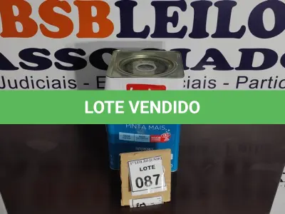 LOTE 087 - 01 LATA DE TINTA 16L/ 18L INTERIORES/EXTERIORES ACRÍLICO FOSCO IQUINE BASE P. (NOVO) (NO ESTADO) ATENÇÃO! FAZER A VISITAÇÃO ANTES DE ARREMATAR, NÃO SABEMOS SE FUNCIONA. LEILÃO NÃO TEM GARANTIA E NEM DEVOLUÇÃO, SUJEITO A POSSÍVEIS AVARIAS VISÍVEIS/OCULTAS E/OU AUSÊNCIA DE COMPONENTES.