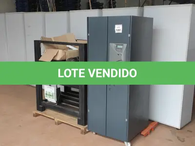 LOTE 100 - 01 NOBREAK POTÊNCIA 80KVA E 01 BANCO DE BATERIAS PARA 32 BATERIAS COM CABOS. (NO ESTADO) (OBS. O LOTE NÃO POSSUI BATERIAS) ATENÇÃO! FAZER A VISITAÇÃO ANTES DE ARREMATAR, NÃO SABEMOS SE FUNCIONA, LEILÃO NÃO TEM GARANTIA E NEM DEVOLUÇÃO, SUJEITO A POSSÍVEIS AVARIAS VISÍVEIS/OCULTAS E/OU AUSÊNCIA DE COMPONENTES.