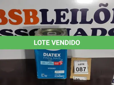 LOTE 087 - 01 LATA DE TINTA 16L/ 18L INTERIORES/EXTERIORES ACRÍLICO FOSCO IQUINE BASE P. (NOVO) (NO ESTADO) ATENÇÃO! FAZER A VISITAÇÃO ANTES DE ARREMATAR, NÃO SABEMOS SE FUNCIONA. LEILÃO NÃO TEM GARANTIA E NEM DEVOLUÇÃO, SUJEITO A POSSÍVEIS AVARIAS VISÍVEIS/OCULTAS E/OU AUSÊNCIA DE COMPONENTES.