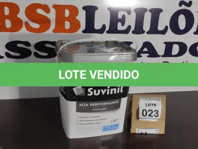 LOTE 023 - 01 BALDE DE TINTA SUVINIL INTERIORES FOSCOS 18L NA COR FOSCO BRANCO. VENCIMENTO 10/2027 (NOVO) (NO ESTADO) ATENÇÃO! FAZER A VISITAÇÃO ANTES DE ARREMATAR, NÃO SABEMOS SE FUNCIONA. LEILÃO NÃO TEM GARANTIA E NEM DEVOLUÇÃO, SUJEITO A POSSÍVEIS AVARIAS VISÍVEIS/OCULTAS E/OU AUSÊNCIA DE COMPONENTES.