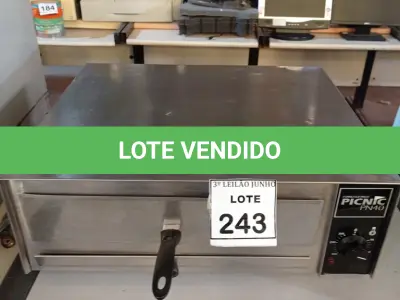 LOTE 243 - 01 FORNO ELÉTRICO INOX MARCA PICNIC. (NO ESTADO) ATENÇÃO! FAZER A VISITAÇÃO ANTES DE ARREMATAR, NÃO SABEMOS SE FUNCIONA, LEILÃO NÃO TEM GARANTIA E NEM DEVOLUÇÃO, SUJEITO A POSSÍVEIS AVARIAS VISÍVEIS/OCULTAS E/OU AUSÊNCIA DE COMPONENTES.