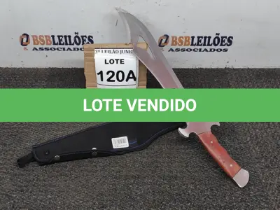 LOTE 120 - FACÃO  IMPORTADA AÇO INOXIDÁVEL CABO EM MADEIRA  FULL TANG BAINHA DE NYLON TAMANHO TOTAL 50CM PESO 526G JÁ AFIADA. (NO ESTADO) ATENÇÃO! FAZER A VISITAÇÃO ANTES DE ARREMATAR, NÃO SABEMOS SE FUNCIONA, LEILÃO NÃO TEM GARANTIA E NEM DEVOLUÇÃO, SUJEITO A POSSÍVEIS AVARIAS VISÍVEIS/OCULTAS E/OU AUSÊNCIA DE COMPONENTES.  