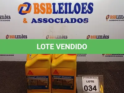 LOTE 034 - 04 ADITIVOS PLASTIFICANTE PARA ARGAMASSA DE ASSENTAMENTO E REBOCO COM 3,6L MARCA SIKA.  (NO ESTADO) ATENÇÃO! FAZER A VISITAÇÃO ANTES DE ARREMATAR, NÃO SABEMOS SE FUNCIONA. LEILÃO NÃO TEM GARANTIA E NEM DEVOLUÇÃO, SUJEITO A POSSÍVEIS AVARIAS VISÍVEIS/OCULTAS E/OU AUSÊNCIA DE COMPONENTES.