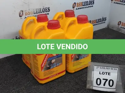 LOTE 070 - 04 ADITIVOS PLASTIFICANTE PARA ARGAMASSA DE ASSENTAMENTO E REBOCO COM 3,6L MARCA SIKA.  (NO ESTADO) ATENÇÃO! FAZER A VISITAÇÃO ANTES DE ARREMATAR, NÃO SABEMOS SE FUNCIONA. LEILÃO NÃO TEM GARANTIA E NEM DEVOLUÇÃO, SUJEITO A POSSÍVEIS AVARIAS VISÍVEIS/OCULTAS E/OU AUSÊNCIA DE COMPONENTES.