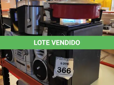 LOTE 366 - 01 CPU, 01 NOTEBOOK, 01 SOM COM 02 CAIXAS 01 PANELA ELÉTRICA, 01 CAFETEIRA E 01 JUICE WALITA (NO ESTADO) ATENÇÃO! FAZER A VISITAÇÃO ANTES DE ARREMATAR, NÃO SABEMOS SE FUNCIONA, LEILÃO NÃO TEM GARANTIA E NEM DEVOLUÇÃO, SUJEITO A POSSÍVEIS AVARIAS VISÍVEIS/OCULTAS E/OU AUSÊNCIA DE COMPONENTES.