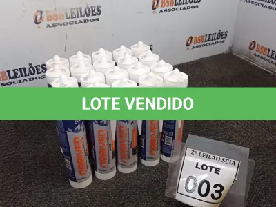 LOTE 003 - 20 ADESIVOS DE SILICONE NEUTRO INCOLOR COM 280ML MARCA OBRIVED.  (NO ESTADO) ATENÇÃO! FAZER A VISITAÇÃO ANTES DE ARREMATAR, NÃO SABEMOS SE FUNCIONA. LEILÃO NÃO TEM GARANTIA E NEM DEVOLUÇÃO, SUJEITO A POSSÍVEIS AVARIAS VISÍVEIS/OCULTAS E/OU AUSÊNCIA DE COMPONENTES.