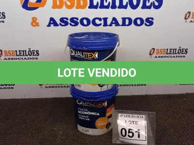 LOTE 051 - 02 TINTAS PARA INTERIORES COM 3,6L CADA NA COR AMARELO SOL MACA QUALITEX.  (NO ESTADO) ATENÇÃO! FAZER A VISITAÇÃO ANTES DE ARREMATAR, NÃO SABEMOS SE FUNCIONA. LEILÃO NÃO TEM GARANTIA E NEM DEVOLUÇÃO, SUJEITO A POSSÍVEIS AVARIAS VISÍVEIS/OCULTAS E/OU AUSÊNCIA DE COMPONENTES.