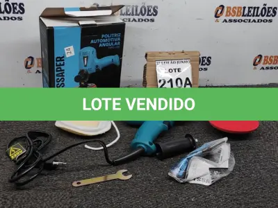 LOTE 210 - POLITRIZ AUTOMOTIVA ANGULAR  700W 6VELOCIDADES 600-4000RPM 220V COM PUNHO, CHAVE, DISCO E BOINA DE LÃ. (NO ESTADO) ATENÇÃO! FAZER A VISITAÇÃO ANTES DE ARREMATAR, NÃO SABEMOS SE FUNCIONA, LEILÃO NÃO TEM GARANTIA E NEM DEVOLUÇÃO, SUJEITO A POSSÍVEIS AVARIAS VISÍVEIS/OCULTAS E/OU AUSÊNCIA DE COMPONENTES. 