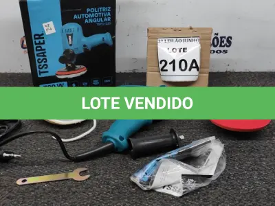 LOTE 210 - POLITRIZ AUTOMOTIVA ANGULAR  700W 6VELOCIDADES 600-4000RPM 220V COM PUNHO, CHAVE, DISCO E BOINA DE LÃ. (NO ESTADO) ATENÇÃO! FAZER A VISITAÇÃO ANTES DE ARREMATAR, NÃO SABEMOS SE FUNCIONA, LEILÃO NÃO TEM GARANTIA E NEM DEVOLUÇÃO, SUJEITO A POSSÍVEIS AVARIAS VISÍVEIS/OCULTAS E/OU AUSÊNCIA DE COMPONENTES. 