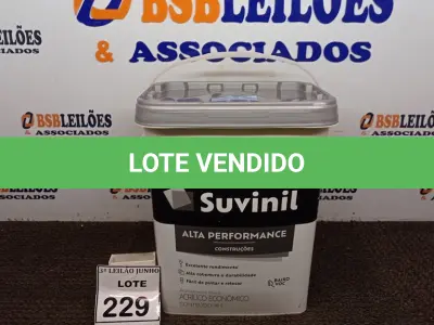 LOTE 229 - 01 GALÃO DE TINTA SUVINIL DE 18L PARA INTERIORES ACABAMENTO FOSCO BRANCO. (NOVO) (NO ESTADO) ATENÇÃO! FAZER A VISITAÇÃO ANTES DE ARREMATAR, NÃO SABEMOS SE FUNCIONA. LEILÃO NÃO TEM GARANTIA E NEM DEVOLUÇÃO, SUJEITO A POSSÍVEIS AVARIAS VISÍVEIS/OCULTAS E/OU AUSÊNCIA DE COMPONENTES.