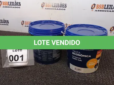 LOTE 001 - 02 TINTAS PARA INTERIORES COM 3,6L CADA NA COR AMARELO SOL MACA QUALITEX.  (NO ESTADO) ATENÇÃO! FAZER A VISITAÇÃO ANTES DE ARREMATAR, NÃO SABEMOS SE FUNCIONA. LEILÃO NÃO TEM GARANTIA E NEM DEVOLUÇÃO, SUJEITO A POSSÍVEIS AVARIAS VISÍVEIS/OCULTAS E/OU AUSÊNCIA DE COMPONENTES.