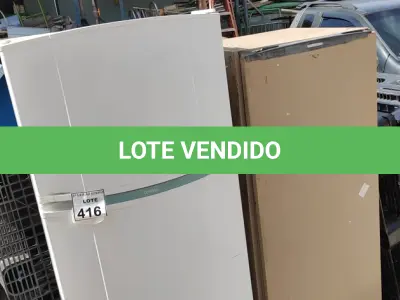 LOTE 416 - 02 GELADEIRAS PARA RETIRADA DE PEÇAS. (NO ESTADO) ATENÇÃO! FAZER A VISITAÇÃO ANTES DE ARREMATAR, NÃO SABEMOS SE FUNCIONA, LEILÃO NÃO TEM GARANTIA E NEM DEVOLUÇÃO, SUJEITO A POSSÍVEIS AVARIAS VISÍVEIS/OCULTAS E/OU AUSÊNCIA DE COMPONENTES.