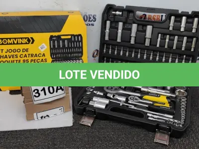 LOTE 310 - KIT JOGO DE CHAVES CATRACA SOQUETE 95 PEÇAS COM MATELA. (NO ESTADO) ATENÇÃO! FAZER A VISITAÇÃO ANTES DE ARREMATAR, NÃO SABEMOS SE FUNCIONA, LEILÃO NÃO TEM GARANTIA E NEM DEVOLUÇÃO, SUJEITO A POSSÍVEIS AVARIAS VISÍVEIS/OCULTAS E/OU AUSÊNCIA DE COMPONENTES. 