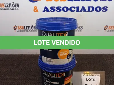 LOTE 018 - 02 TINTAS PARA INTERIORES COM 3,6L CADA NA COR AMARELO SOL MACA QUALITEX.  (NO ESTADO) ATENÇÃO! FAZER A VISITAÇÃO ANTES DE ARREMATAR, NÃO SABEMOS SE FUNCIONA. LEILÃO NÃO TEM GARANTIA E NEM DEVOLUÇÃO, SUJEITO A POSSÍVEIS AVARIAS VISÍVEIS/OCULTAS E/OU AUSÊNCIA DE COMPONENTES.