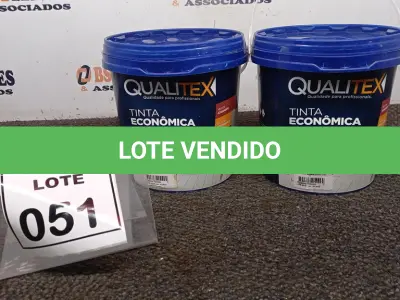 LOTE 051 - 02 TINTAS PARA INTERIORES COM 3,6L CADA NA COR AMARELO SOL MACA QUALITEX.  (NO ESTADO) ATENÇÃO! FAZER A VISITAÇÃO ANTES DE ARREMATAR, NÃO SABEMOS SE FUNCIONA. LEILÃO NÃO TEM GARANTIA E NEM DEVOLUÇÃO, SUJEITO A POSSÍVEIS AVARIAS VISÍVEIS/OCULTAS E/OU AUSÊNCIA DE COMPONENTES.