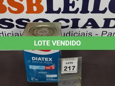 LOTE 217 - 01 LATA DE TINTA PARA INTERIORES DE 16/18 BRANCO BASE P MARCA IQUINE DIATEX. (NOVO) (NO ESTADO) ATENÇÃO! FAZER A VISITAÇÃO ANTES DE ARREMATAR, NÃO SABEMOS SE FUNCIONA. LEILÃO NÃO TEM GARANTIA E NEM DEVOLUÇÃO, SUJEITO A POSSÍVEIS AVARIAS VISÍVEIS/OCULTAS E/OU AUSÊNCIA DE COMPONENTES.