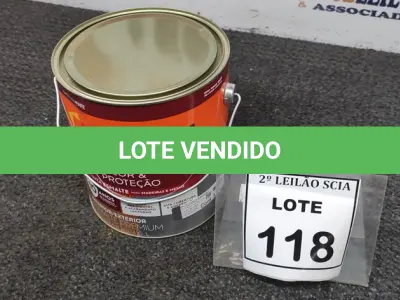 LOTE 118 - 01 LATA DE TINTA ESMALTE PARA MADEIRAS E METAIS NA COR BRILHANTE CINZA ESCURO DE 3,6L MARCA SUVINIL. (NOVO) (NO ESTADO) ATENÇÃO! FAZER A VISITAÇÃO ANTES DE ARREMATAR, NÃO SABEMOS SE FUNCIONA. LEILÃO NÃO TEM GARANTIA E NEM DEVOLUÇÃO, SUJEITO A POSSÍVEIS AVARIAS VISÍVEIS/OCULTAS E/OU AUSÊNCIA DE COMPONENTES.