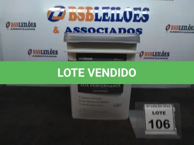 LOTE 106 - 01 BALDE DE TINTA ACRÍLICA SUVINIL FOSCO BRANCO 18L. (NOVO) (NO ESTADO, NÃO SABEMOS SE FUNCIONA. LEILÃO NÃO TEM GARANTIA E NEM DEVOLUÇÃO). 