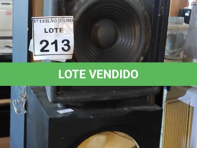 LOTE 213 - 04 CAIXAS DE SOM. (NO ESTADO) ATENÇÃO! FAZER A VISITAÇÃO ANTES DE ARREMATAR, NÃO SABEMOS SE FUNCIONA. LEILÃO NÃO TEM GARANTIA E NEM DEVOLUÇÃO, SUJEITO A POSSÍVEIS AVARIAS VISÍVEIS/OCULTAS E/OU AUSÊNCIA DE COMPONENTES.