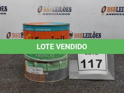 LOTE 117 - 01 LATA DE TINTA ESMALTE PARA MADEIRAS E METAIS NA COR BRILHANTE AMARELO OURO DE 3,6L MARCA SUVINIL. (NOVO) (NO ESTADO) ATENÇÃO! FAZER A VISITAÇÃO ANTES DE ARREMATAR, NÃO SABEMOS SE FUNCIONA. LEILÃO NÃO TEM GARANTIA E NEM DEVOLUÇÃO, SUJEITO A POSSÍVEIS AVARIAS VISÍVEIS/OCULTAS E/OU AUSÊNCIA DE COMPONENTES.
