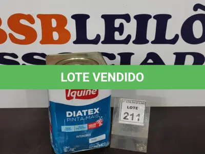 LOTE 211 - 01 LATA DE TINTA PARA INTERIORES DE 16/18 BRANCO BASE P MARCA IQUINE DIATEX. (NOVO) (NO ESTADO) ATENÇÃO! FAZER A VISITAÇÃO ANTES DE ARREMATAR, NÃO SABEMOS SE FUNCIONA. LEILÃO NÃO TEM GARANTIA E NEM DEVOLUÇÃO, SUJEITO A POSSÍVEIS AVARIAS VISÍVEIS/OCULTAS E/OU AUSÊNCIA DE COMPONENTES.