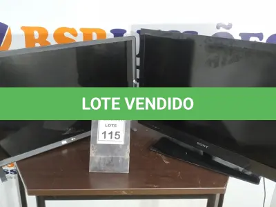 LOTE 115 - 01 TV LCD 23’’ MARCA LG E 01 TV LCD 32’’ MARCA SONNY. (NO ESTADO) ATENÇÃO! FAZER A VISITAÇÃO ANTES DE ARREMATAR, NÃO SABEMOS SE FUNCIONA. LEILÃO NÃO TEM GARANTIA E NEM DEVOLUÇÃO, SUJEITO A POSSÍVEIS AVARIAS VISÍVEIS/OCULTAS E/OU AUSÊNCIA DE COMPONENTES.