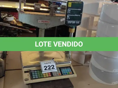 LOTE 222 - 01 BALANÇA FILIZONA 01 BALANÇA DIGITAL MARCA KRATOS. (NO ESTADO) ATENÇÃO! FAZER A VISITAÇÃO ANTES DE ARREMATAR, NÃO SABEMOS SE FUNCIONA. LEILÃO NÃO TEM GARANTIA E NEM DEVOLUÇÃO, SUJEITO A POSSÍVEIS AVARIAS VISÍVEIS/OCULTAS E/OU AUSÊNCIA DE COMPONENTES.