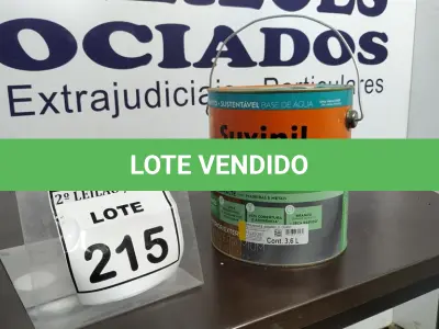 LOTE 215 - 01 LATA DE TINTA ESMALTE DE 3,6L NA COR BRILHANTE AMARELO OURO MARCA SUVINIL. (NO ESTADO) ATENÇÃO! FAZER A VISITAÇÃO ANTES DE ARREMATAR, NÃO SABEMOS SE FUNCIONA. LEILÃO NÃO TEM GARANTIA E NEM DEVOLUÇÃO, SUJEITO A POSSÍVEIS AVARIAS VISÍVEIS/OCULTAS E/OU AUSÊNCIA DE COMPONENTES.