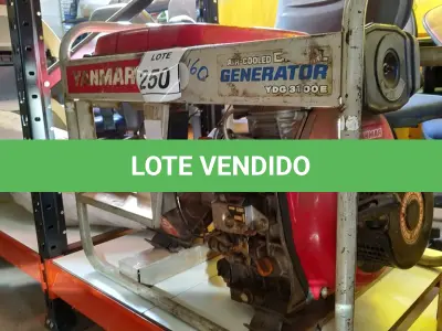 LOTE 250 - 01 GERADOR YDG 3700E A DIESEL MARCA YANMAR. (NO ESTADO) ATENÇÃO! FAZER A VISITAÇÃO ANTES DE ARREMATAR, NÃO SABEMOS SE FUNCIONA. LEILÃO NÃO TEM GARANTIA E NEM DEVOLUÇÃO, SUJEITO A POSSÍVEIS AVARIAS VISÍVEIS/OCULTAS E/OU AUSÊNCIA DE COMPONENTES.