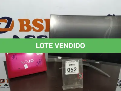 LOTE 052 - 01 MONITOR CURVO LCD MARCA AGON E 01 NOTEBOOK MARCA SONY. (NO ESTADO) ATENÇÃO! FAZER A VISITAÇÃO ANTES DE ARREMATAR, NÃO SABEMOS SE FUNCIONA. LEILÃO NÃO TEM GARANTIA E NEM DEVOLUÇÃO, SUJEITO A POSSÍVEIS AVARIAS VISÍVEIS/OCULTAS E/OU AUSÊNCIA DE COMPONENTES.