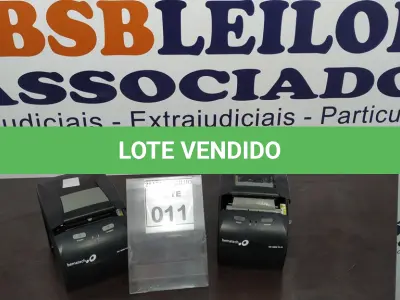 LOTE 011 - 02 IMPRESSORAS DE CUPOM MARCA BEMATECH. (NO ESTADO) ATENÇÃO! FAZER A VISITAÇÃO ANTES DE ARREMATAR, NÃO SABEMOS SE FUNCIONA. LEILÃO NÃO TEM GARANTIA E NEM DEVOLUÇÃO, SUJEITO A POSSÍVEIS AVARIAS VISÍVEIS/OCULTAS E/OU AUSÊNCIA DE COMPONENTES.