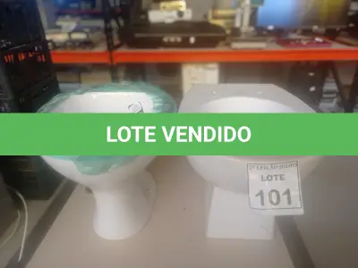 LOTE 101 - 02 VASOS SANITÁRIOS. (NO ESTADO) ATENÇÃO! FAZER A VISITAÇÃO ANTES DE ARREMATAR, NÃO SABEMOS SE FUNCIONA. LEILÃO NÃO TEM GARANTIA E NEM DEVOLUÇÃO, SUJEITO A POSSÍVEIS AVARIAS VISÍVEIS/OCULTAS E/OU AUSÊNCIA DE COMPONENTES.