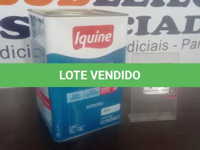 LOTE 114 - 01 LATA DE TINTA PARA INTERIORES DE 16/18 BRANCO BASE P MARCA IQUINE DIATEX. (NOVO) (NO ESTADO) ATENÇÃO! FAZER A VISITAÇÃO ANTES DE ARREMATAR, NÃO SABEMOS SE FUNCIONA. LEILÃO NÃO TEM GARANTIA E NEM DEVOLUÇÃO, SUJEITO A POSSÍVEIS AVARIAS VISÍVEIS/OCULTAS E/OU AUSÊNCIA DE COMPONENTES.