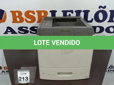LOTE 213 - 01 IMPRESSORA LEXMARK T654DN.  (NO ESTADO) ATENÇÃO! FAZER A VISITAÇÃO ANTES DE ARREMATAR, NÃO SABEMOS SE FUNCIONA. LEILÃO NÃO TEM GARANTIA E NEM DEVOLUÇÃO, SUJEITO A POSSÍVEIS AVARIAS VISÍVEIS/OCULTAS E/OU AUSÊNCIA DE COMPONENTES.