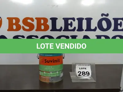 LOTE 289 - 01 LATA DE TINTA ESMALTE DE 3,6L NA COR BRILHANTE PLATINA MARCA SUVINIL. (NO ESTADO) ATENÇÃO! FAZER A VISITAÇÃO ANTES DE ARREMATAR, NÃO SABEMOS SE FUNCIONA. LEILÃO NÃO TEM GARANTIA E NEM DEVOLUÇÃO, SUJEITO A POSSÍVEIS AVARIAS VISÍVEIS/OCULTAS E/OU AUSÊNCIA DE COMPONENTES.
