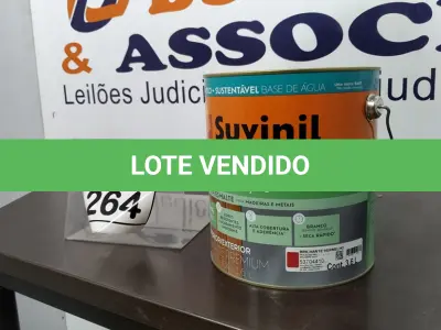 LOTE 264 - 01 LATA DE TINTA ESMALTE DE 3,6L NA COR BRILHANTE VERMELHO MARCA SUVINIL. (NO ESTADO) ATENÇÃO! FAZER A VISITAÇÃO ANTES DE ARREMATAR, NÃO SABEMOS SE FUNCIONA. LEILÃO NÃO TEM GARANTIA E NEM DEVOLUÇÃO, SUJEITO A POSSÍVEIS AVARIAS VISÍVEIS/OCULTAS E/OU AUSÊNCIA DE COMPONENTES.