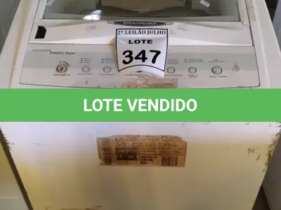 LOTE 347 - 01 MÁQUINA DE LAVAR ROUPAS BRASTEMP 5KG 220V. (NO ESTADO) ATENÇÃO! FAZER A VISITAÇÃO ANTES DE ARREMATAR, NÃO SABEMOS SE FUNCIONA. LEILÃO NÃO TEM GARANTIA E NEM DEVOLUÇÃO, SUJEITO A POSSÍVEIS AVARIAS VISÍVEIS/OCULTAS E/OU AUSÊNCIA DE COMPONENTES.