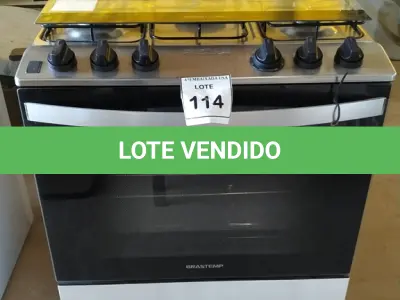 LOTE 114 - 01 FOGÃO 05 BOCAS BRASTEMP BIVOLT. (NO ESTADO EM QUE SE ENCONTRA. SUJEITO A AVARIAS OCULTAS/VISÍVEIS.)  AV9842K
