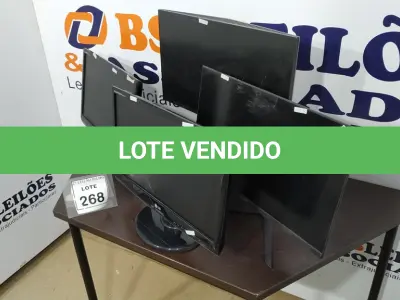 LOTE 268 - 02 MONITORES LCD FLATRON E 02 MONITORES ALIENWARE. (NO ESTADO) ATENÇÃO! FAZER A VISITAÇÃO ANTES DE ARREMATAR, NÃO SABEMOS SE FUNCIONA. LEILÃO NÃO TEM GARANTIA E NEM DEVOLUÇÃO, SUJEITO A POSSÍVEIS AVARIAS VISÍVEIS/OCULTAS E/OU AUSÊNCIA DE COMPONENTES.