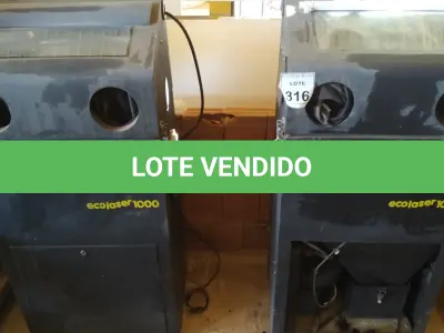 LOTE 316 - 02 MÁQUINAS DE LIMPEZA DE TONNER ECOLASER 1000. (NO ESTADO) ATENÇÃO! FAZER A VISITAÇÃO ANTES DE ARREMATAR, NÃO SABEMOS SE FUNCIONA. LEILÃO NÃO TEM GARANTIA E NEM DEVOLUÇÃO, SUJEITO A POSSÍVEIS AVARIAS VISÍVEIS/OCULTAS E/OU AUSÊNCIA DE COMPONENTES.