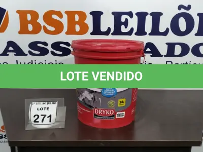 LOTE 271 - 01 GALÃO DE 18L DE ADITIVO PLASTIFICANTE PARA ARGAMASSA MARCA DRYKAL. (NOVO) (NO ESTADO) ATENÇÃO! FAZER A VISITAÇÃO ANTES DE ARREMATAR, NÃO SABEMOS SE FUNCIONA. LEILÃO NÃO TEM GARANTIA E NEM DEVOLUÇÃO, SUJEITO A POSSÍVEIS AVARIAS VISÍVEIS/OCULTAS E/OU AUSÊNCIA DE COMPONENTES.