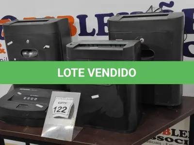 LOTE 122 - 04 FRAGMENTADORAS DE PAPEL. (NO ESTADO) ATENÇÃO! FAZER A VISITAÇÃO ANTES DE ARREMATAR, NÃO SABEMOS SE FUNCIONA. LEILÃO NÃO TEM GARANTIA E NEM DEVOLUÇÃO, SUJEITO A POSSÍVEIS AVARIAS VISÍVEIS/OCULTAS E/OU AUSÊNCIA DE COMPONENTES.