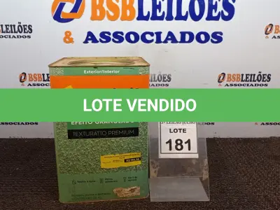 LOTE 181 - 01 LATA DE TEXTURATTO PREMIUM 26KG COR EFEITO GRANULADO PALHA MARCA SUVINIL. (NO ESTADO) ATENÇÃO! FAZER A VISITAÇÃO ANTES DE ARREMATAR, NÃO SABEMOS SE FUNCIONA, LEILÃO NÃO TEM GARANTIA E NEM DEVOLUÇÃO, SUJEITO A POSSÍVEIS AVARIAS VISÍVEIS/OCULTAS E/OU AUSÊNCIA DE COMPONENTES.