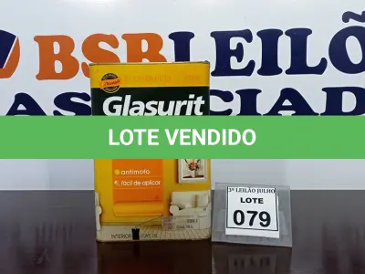 LOTE 079 - 01 LATA DE TINTA ACRÍLICA 18L NA COR FOSCO PALHA MARCA GLASURIT. (NO ESTADO) ATENÇÃO! FAZER A VISITAÇÃO ANTES DE ARREMATAR, NÃO SABEMOS SE FUNCIONA, LEILÃO NÃO TEM GARANTIA E NEM DEVOLUÇÃO, SUJEITO A POSSÍVEIS AVARIAS VISÍVEIS/OCULTAS E/OU AUSÊNCIA DE COMPONENTES.