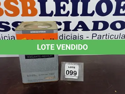 LOTE 099 - 01 LATA DE TEXTURATTO PREMIUM 26KG NA COR PALHA MARCA SUVINIL. (NO ESTADO) ATENÇÃO! FAZER A VISITAÇÃO ANTES DE ARREMATAR, NÃO SABEMOS SE FUNCIONA, LEILÃO NÃO TEM GARANTIA E NEM DEVOLUÇÃO, SUJEITO A POSSÍVEIS AVARIAS VISÍVEIS/OCULTAS E/OU AUSÊNCIA DE COMPONENTES.