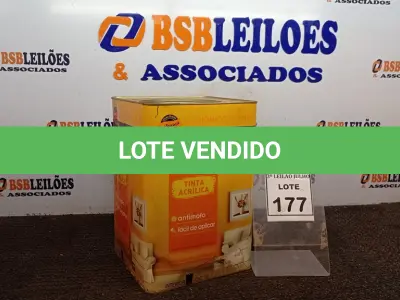 LOTE 177 - 01 LATA DE TINTA ACRÍLICA 18L NA COR FOSCO PALHA MARCA GLASURIT. (NO ESTADO) ATENÇÃO! FAZER A VISITAÇÃO ANTES DE ARREMATAR, NÃO SABEMOS SE FUNCIONA, LEILÃO NÃO TEM GARANTIA E NEM DEVOLUÇÃO, SUJEITO A POSSÍVEIS AVARIAS VISÍVEIS/OCULTAS E/OU AUSÊNCIA DE COMPONENTES.