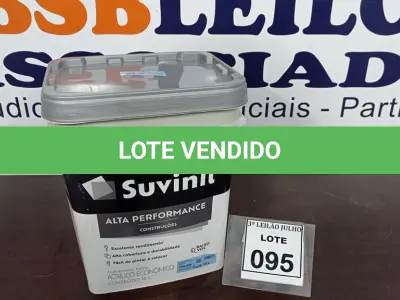 LOTE 095 - 01 BALDE DE TINTA SUVINIL INTERIORES FOSCOS 18L NA COR FOSCO BRANCO. VENCIMENTO 10/2027 (NOVO) (NO ESTADO) ATENÇÃO! FAZER A VISITAÇÃO ANTES DE ARREMATAR, NÃO SABEMOS SE FUNCIONA. LEILÃO NÃO TEM GARANTIA E NEM DEVOLUÇÃO, SUJEITO A POSSÍVEIS AVARIAS VISÍVEIS/OCULTAS E/OU AUSÊNCIA DE COMPONENTES.