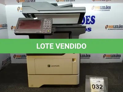 LOTE 032 - 01 IMPRESSORA MULTIFUNCIONAL MODELO MX622 MARCA LEXMARK. (NO ESTADO) ATENÇÃO! FAZER A VISITAÇÃO ANTES DE ARREMATAR, NÃO SABEMOS SE FUNCIONA, LEILÃO NÃO TEM GARANTIA E NEM DEVOLUÇÃO, SUJEITO A POSSÍVEIS AVARIAS VISÍVEIS/OCULTAS E/OU AUSÊNCIA DE COMPONENTES.